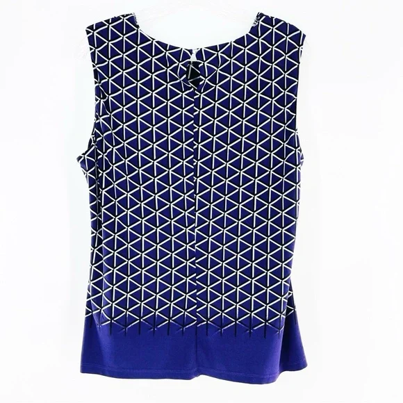 Calvin Klein Pleated Neck Diamond Pattern Sleeveless Blouse Purple Size Large - Picture 11 of 12